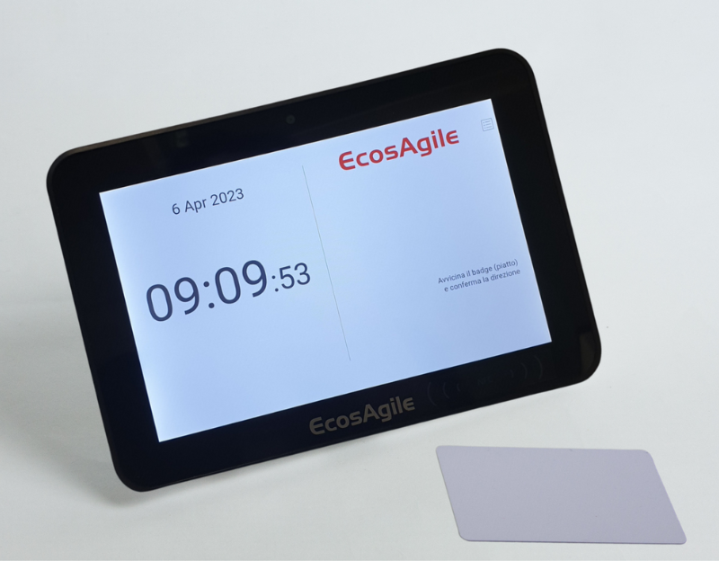 Rilevazione Presenze timbracartellino badge tessere NFC marcatempo digitale wi-fi timbratura controllo accessi personale eClock EcosAgile