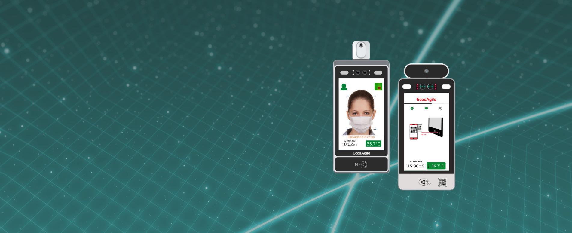 Rilevazione Presenze Termoscanner riconoscimento biometrico timbra cartellino badge tessere NFC marcatempo digitale wi-fi sim card timbratura controllo accessi personale EcosAgile